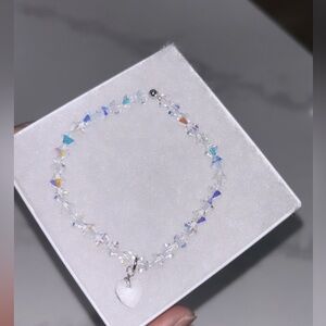 🎥✨ Custom Preciosa Iridescent Czech Bracelet with Heart Charm ✨🎥